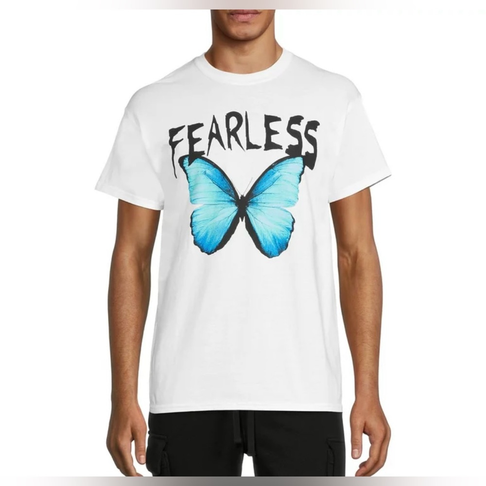 Humor Men’s Fearless Butterfly Graphic T-Shirt Size Medium NEW